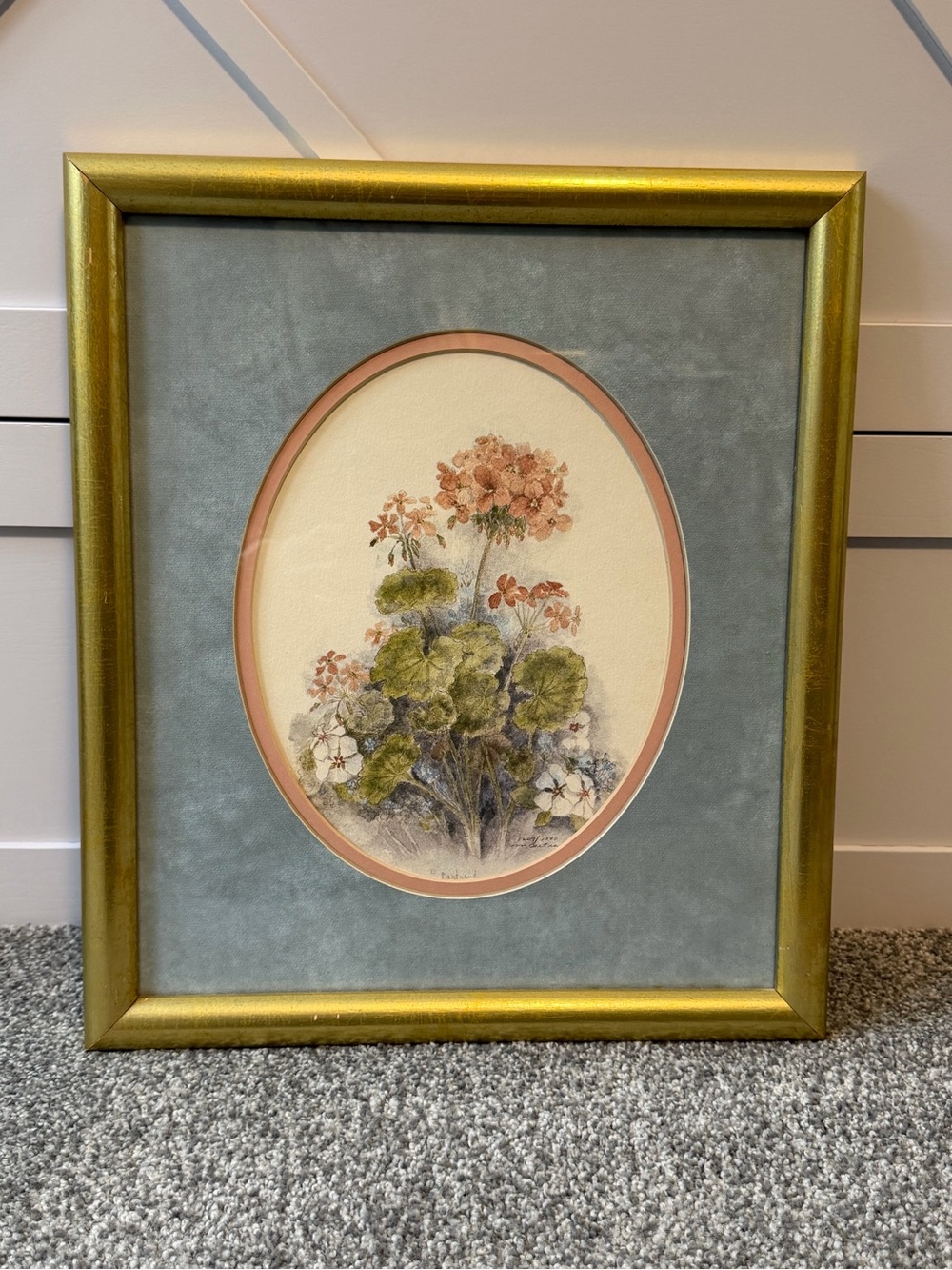 Vintage Mary Vincent Bertrand Geranium‎ Framed Signed Numbered Print Art